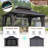 Aluminum Patio Gazebo - Galvanized Steel Hardtop Gazebo with Curtains & Netting-108467014