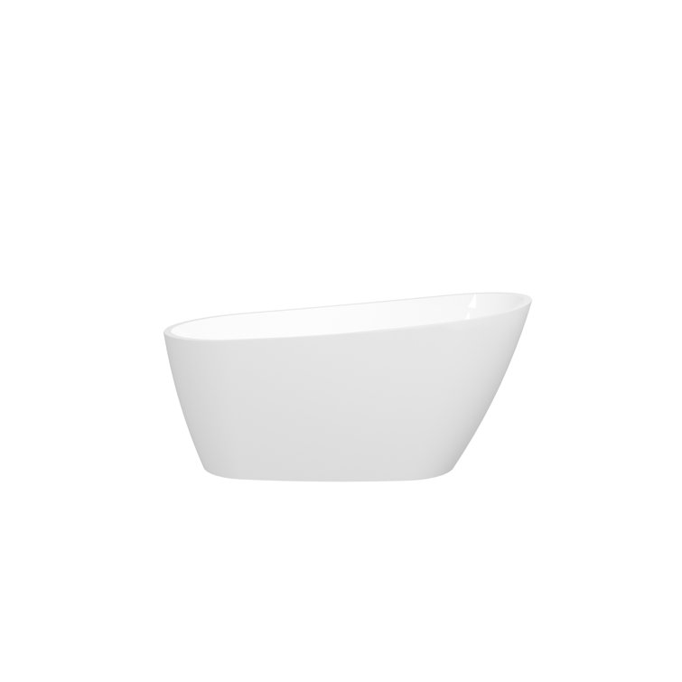 Acrylic Freestanding Bathtub, Modern & Contemporary Design Soaking Tub With Toe-Tap Drain In Chrome And Classic Slotted Overflow