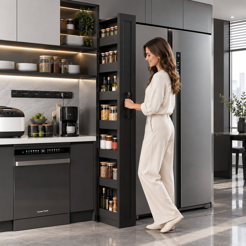 Armoire de rangement à 7 niveaux pour réfrigérateur, organisateur de garde-manger coulissant et étroit de 20 cm avec roulettes, meuble de cuisine mobile pour épices, noir