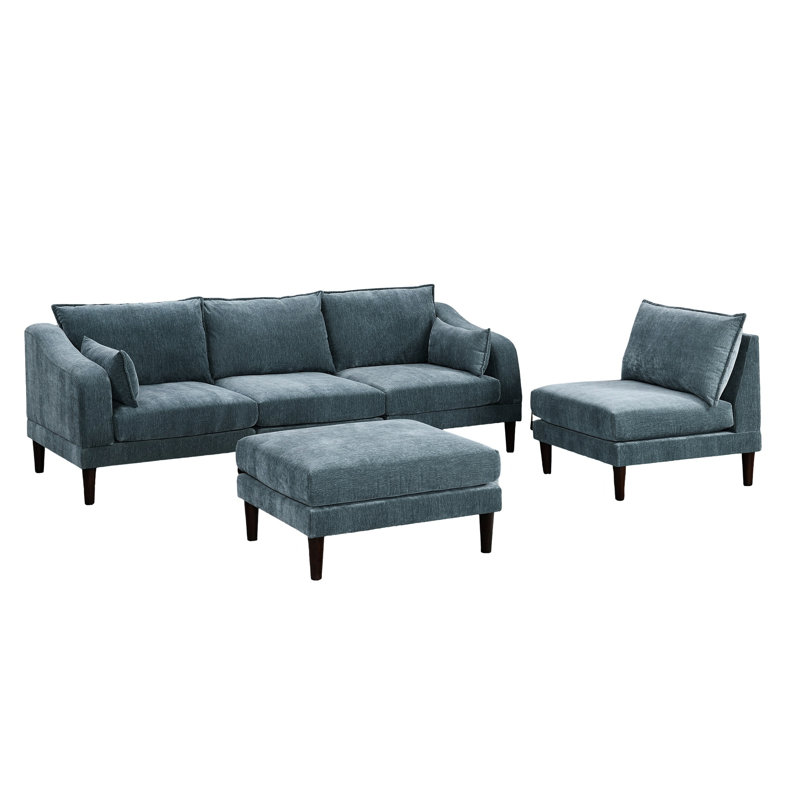 5 modulaires de salon, tissu minéral, style contemporain, 2 chaises sans accoudoirs, 33 po x 27 po x 31 po, modulaire 5 pièces, couleur, design classique, coussins décoratifs