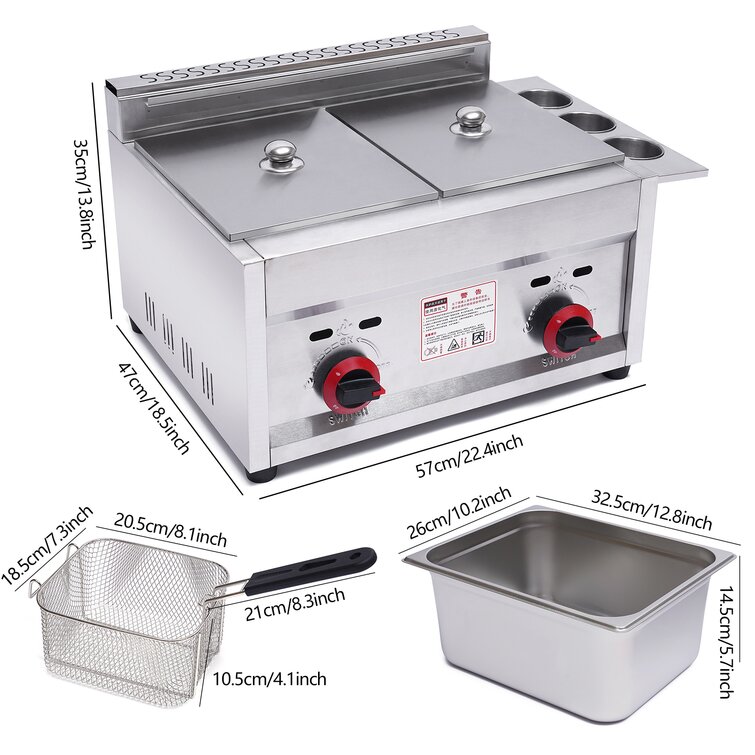 Deep Fryers Stainless Steel Commercial Deep Fryer with Timer Dual Tank  Electric