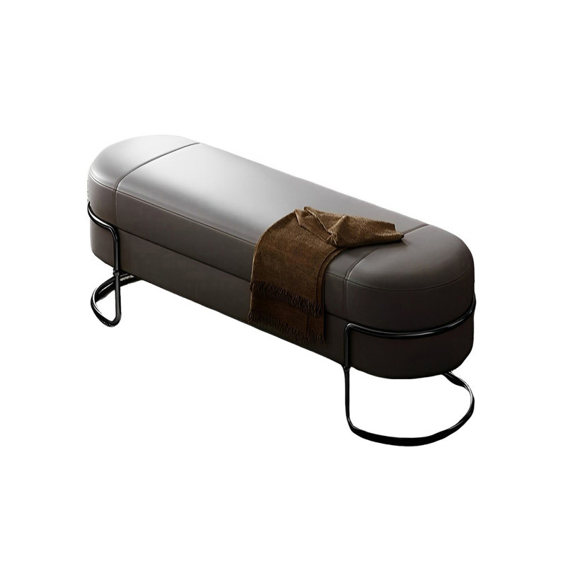 Leather Match Upholstered Bench, Grey