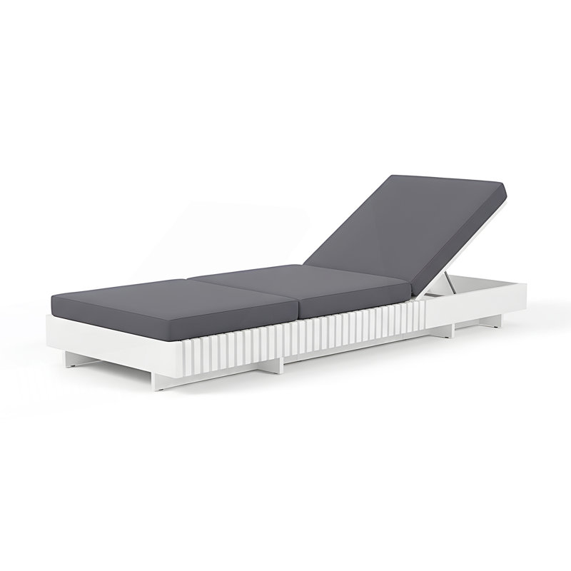 Chaise longue d'extérieur avec coussin hydrofuge 3 fois, Gris foncé