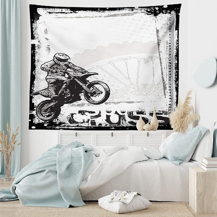 Williston Forge Motorcycle Tapestry, Motocross Racer Image Grungy  Background Poster Style Monochromic Artwork Print, Wall Hanging For Bedroom  Living Room Dorm Decor Wayfair Canada
