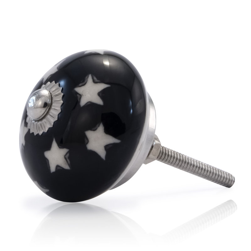 Hand-Painted Ceramic Round Knob with Mounting Hardware