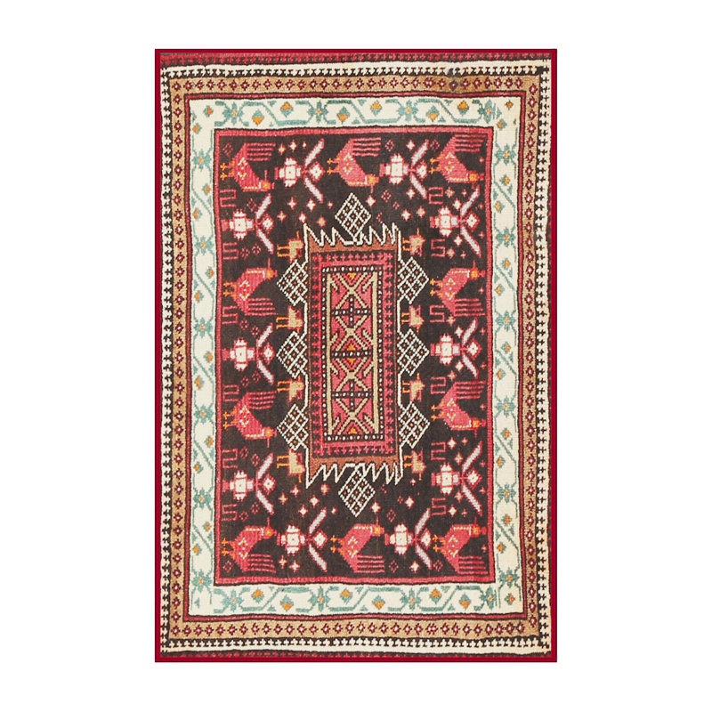 Tapis rouge/brun/beige traditionnel Garonzik, Rectangle 2 pi x 5 pi