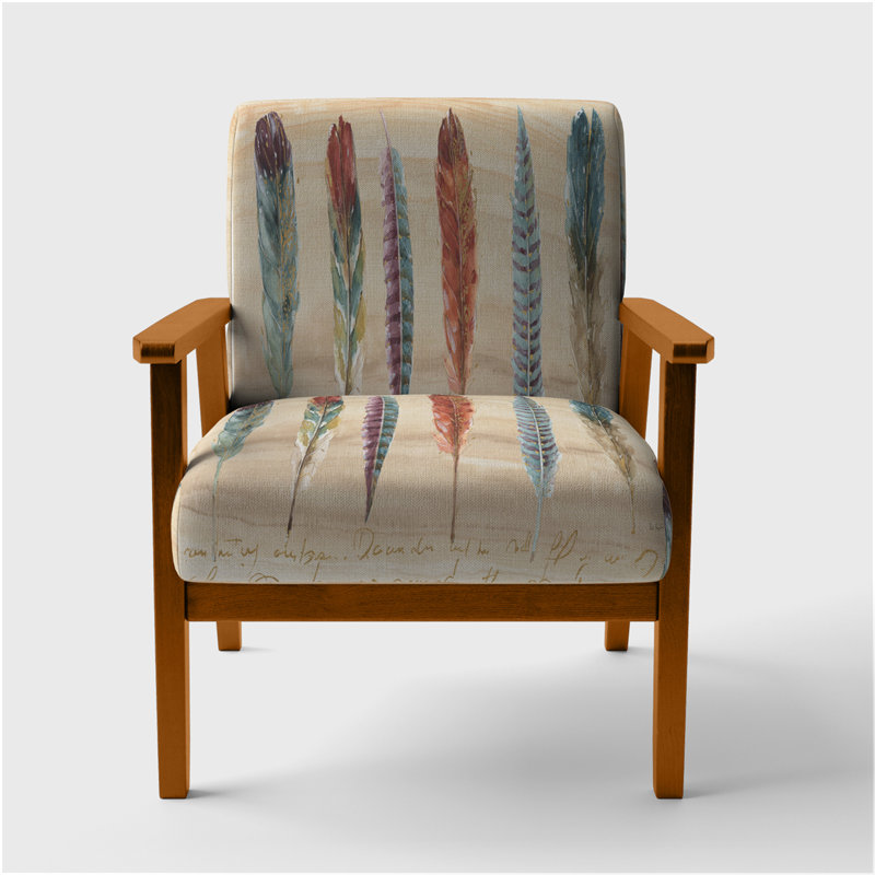 Fauteuil d'appoint rembourré Lake Heidebert - Feathers Cottage Family, Accoudoirs carrés bruns