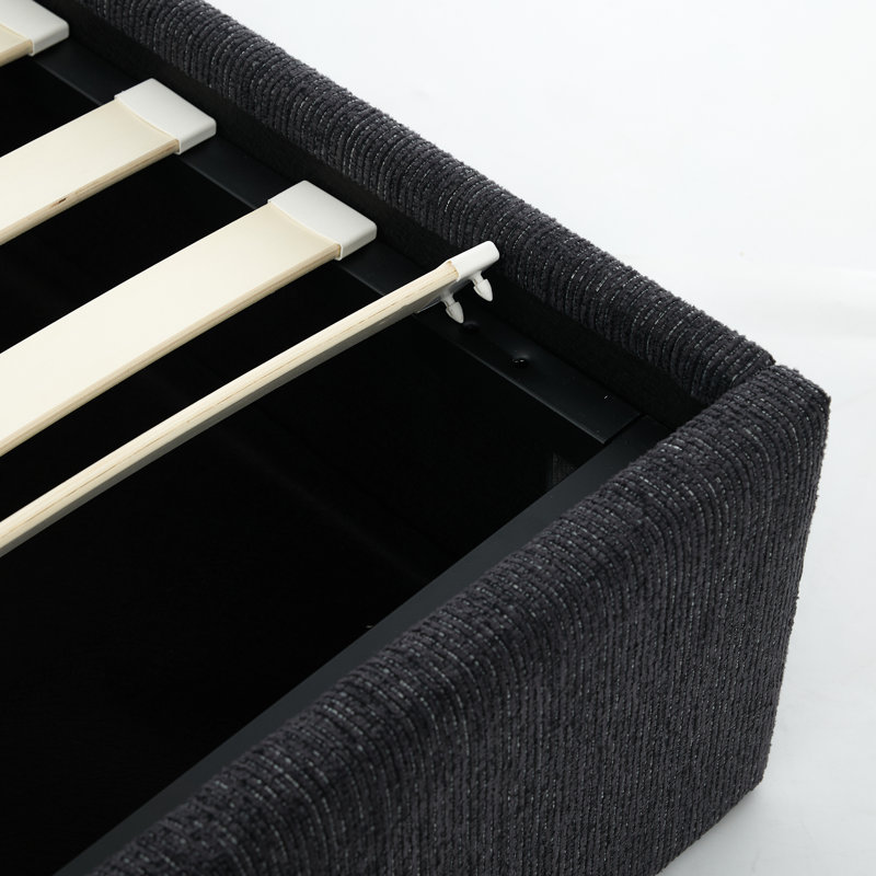 Lit plateforme tapissier avec rangement Wauson, California King, Café