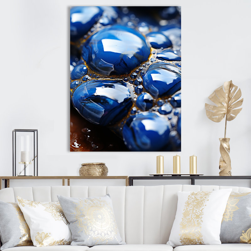 Blue Agata Stone Abyss - Stone Geode, art mural, Toile tendue, H 20 po x l 12 po x P 1 po
