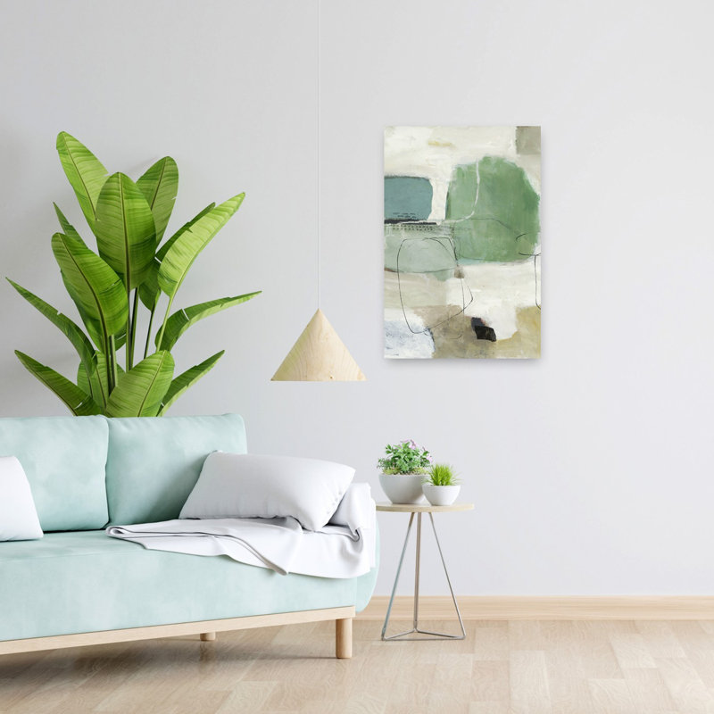 Art moderne géométrique abstrait vert azur, H 24 po x l 16 po
