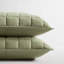 Ensemble de courtepointe matelassée en polyester 3 pièces, lin lavé, vert olive, grand lit/queen-136113787-136113793
