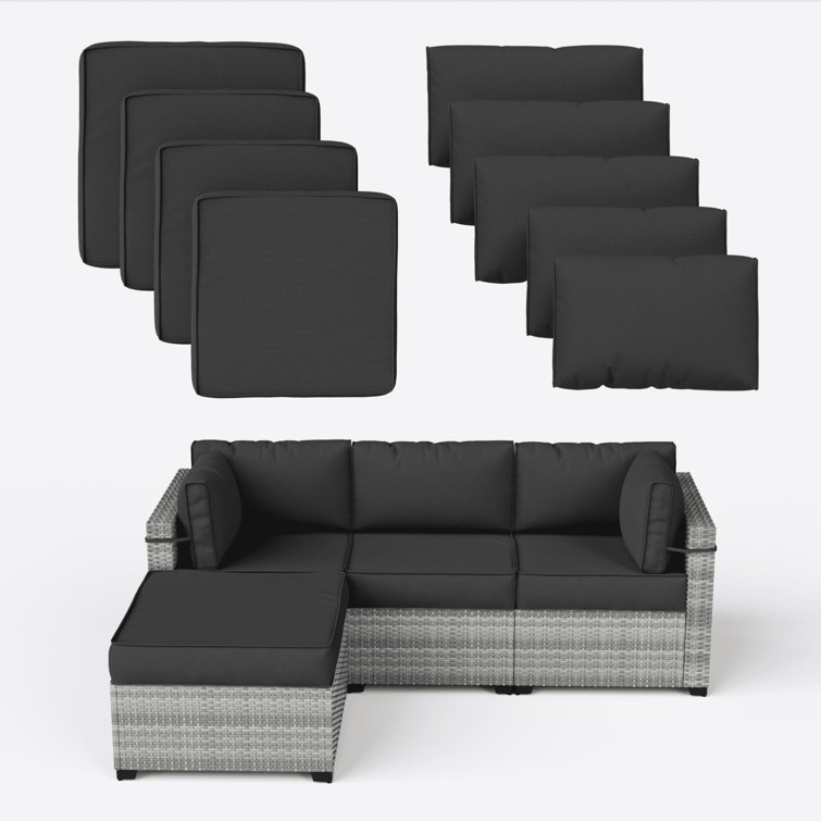 Ensemble de housse de coussin d'extérieur 9 po 9 pièces 9 pièces (ensemble de 3 sièges, 5 dossiers, 1 repose-pieds)