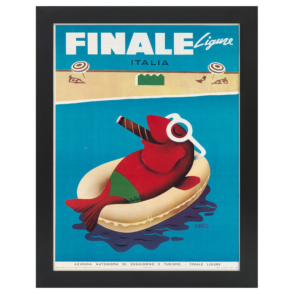 Leinwandbild Vintage Tourist Poster Finale Ligure