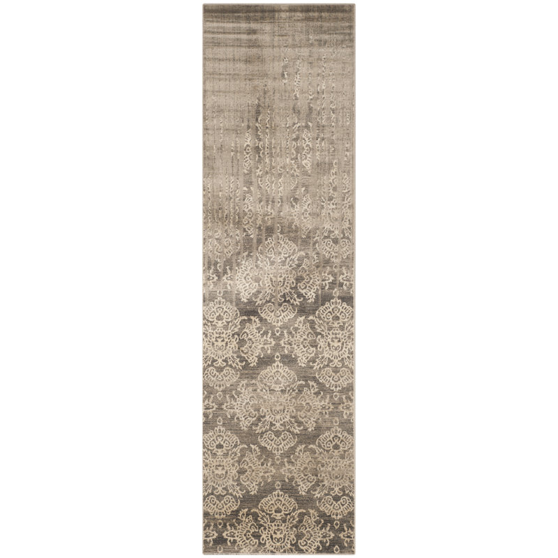 Tapis brun à motif géométrique Priebe, Tapis de couloir 2 pi 2 po x 8 pi