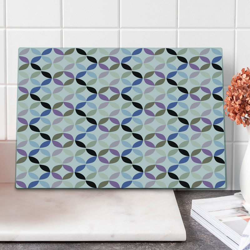 Ambesonne Geometric Cutting Board Large Size Retro Circles Leaf Multicolor