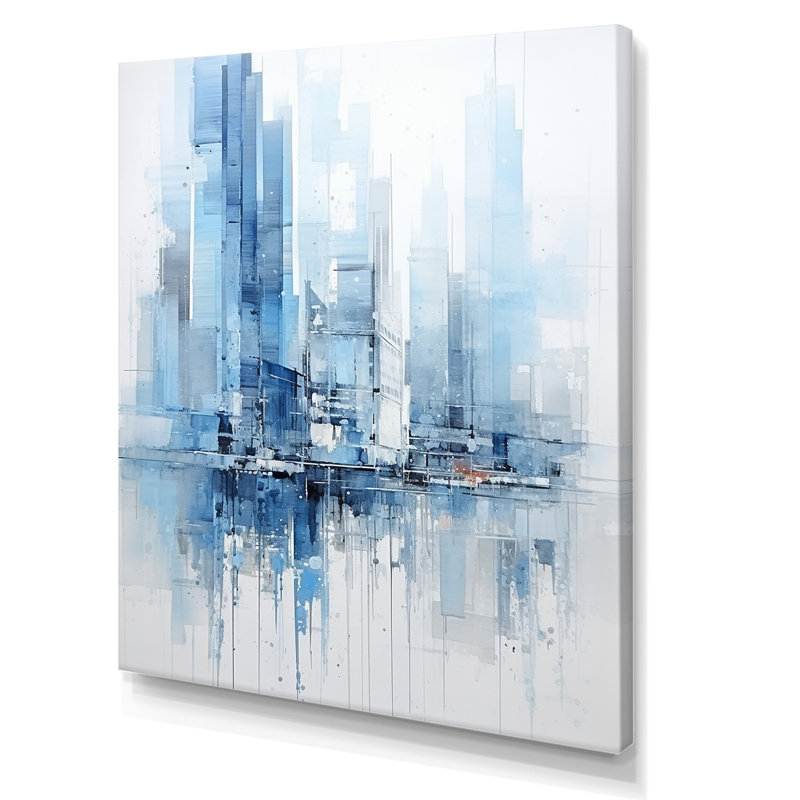 «Azure Ascent Skycrapers Harmony I», reproduction sur toile, Toile tendue, H 20 po x l 12 po