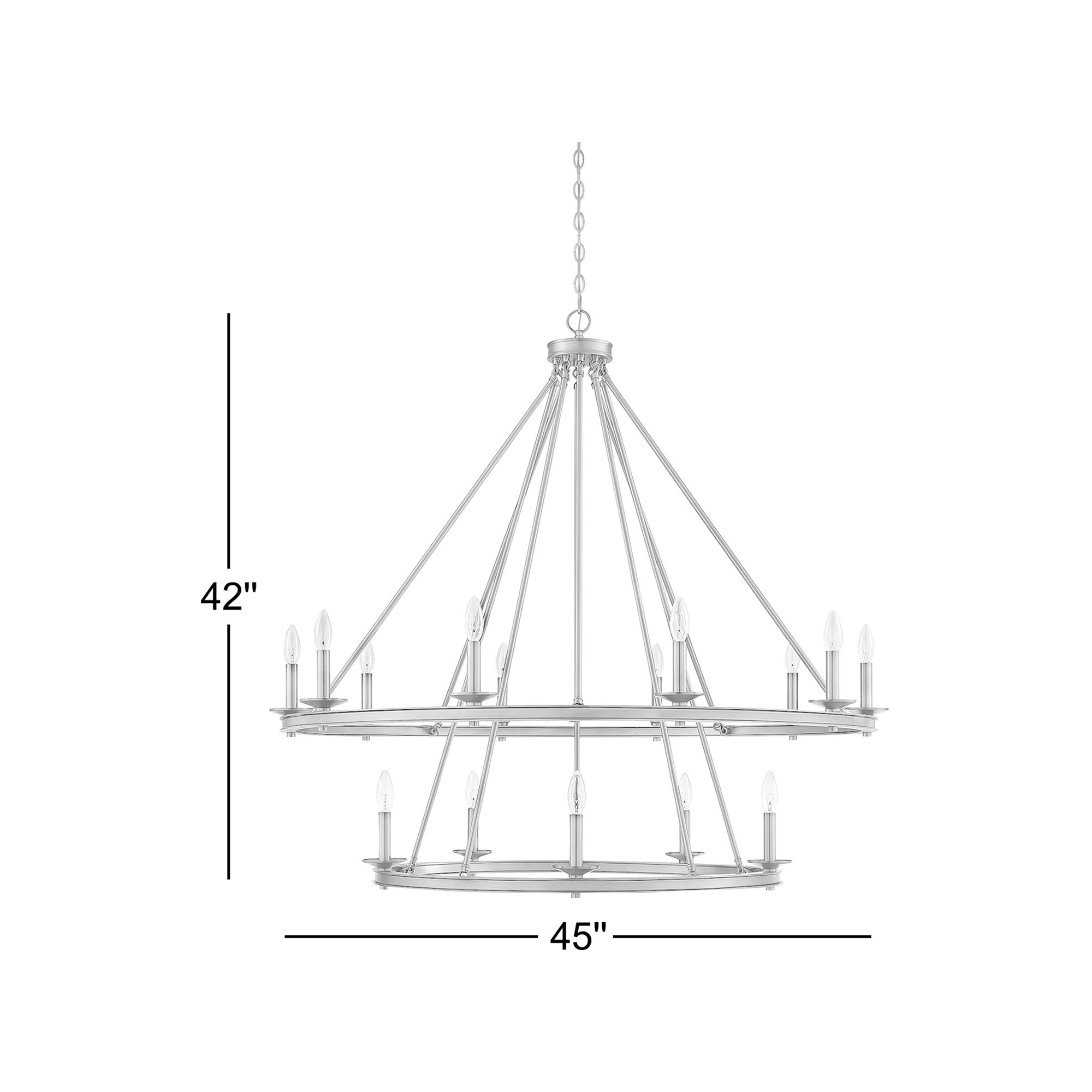 Poynor 15-Light Dimmable Tiered Wagon Wheel Chandelier , Matte Black
