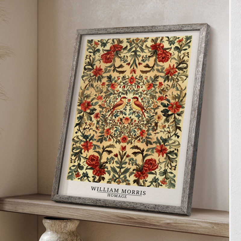 WM MORRIS Series CCCLXI Framed Print - Solid Wood, 11" H x 9" W