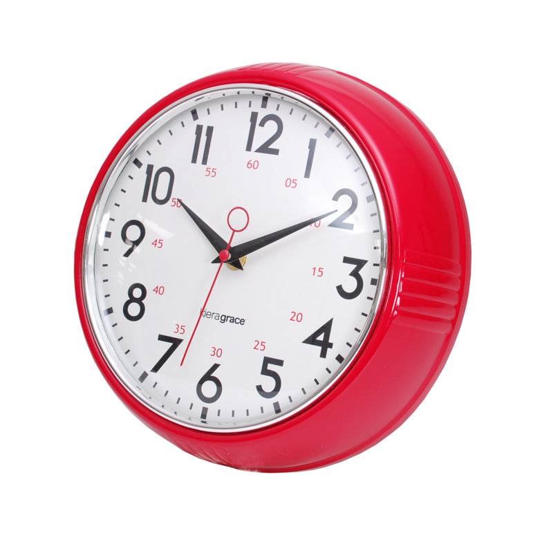 Horloge murale 9" rétro, Rouge