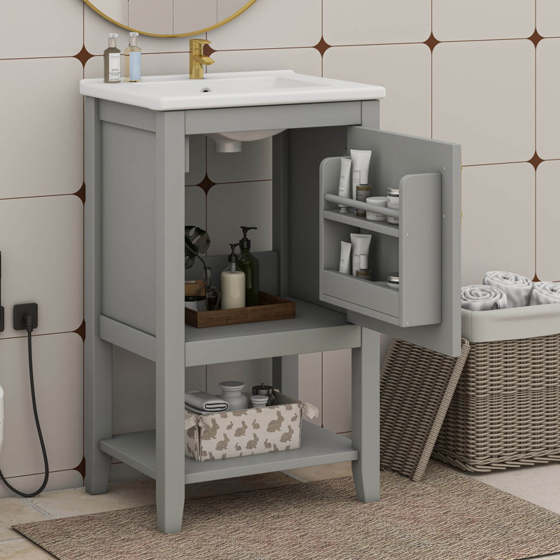 Maximiser l'espace de rangement avec meuble-lavabo de 20 po avec lavabo et tablette ouverte, Gris