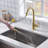 Euro Collection High-Arc Single Handle Kitchen/Bar Faucet with 2-Function Pull-Down Spout Sprayer - Brushed Gold-69934663