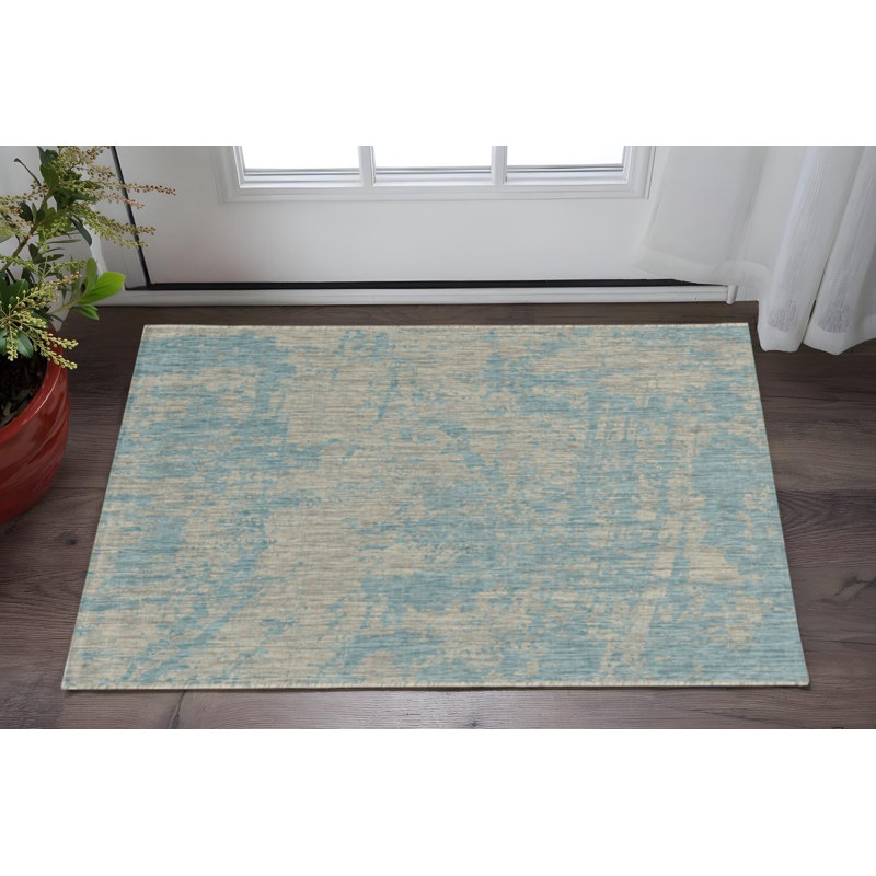 3' X 4' Teal Polypropylene Area Rug
