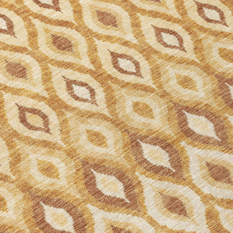 Tapis ikat intérieur / extérieur lavable à la machine Lamanna ACN3122, Doré, 9' x 12'