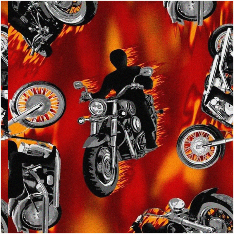 Motorcycle Printed Fabric Wide 1 Yard