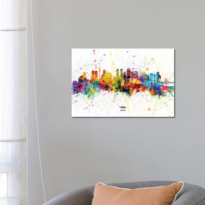 Tokyo Japan Skyline Splash by Michael Tompsett - Wrapped Canvas Gallery-Wrapped Canvas Giclée