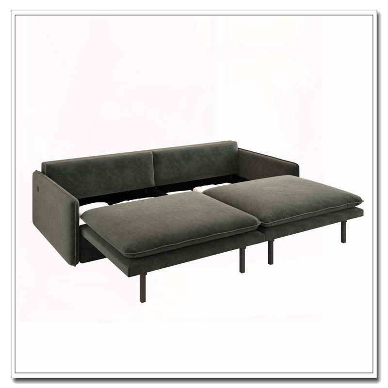 Canapé-lit convertible 4 places - tissu chenille, siège profond, canapé nuage moderne avec rangement, port USB, Gris foncé