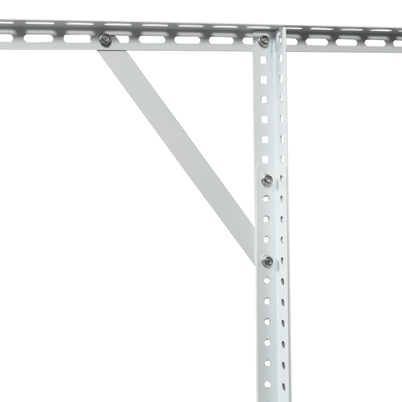 Support de rangement en métal robuste 2 x 8 pi, blanc, capacité de soutien de 400 lb, hauteur de 22 à 40 pouces, plafond utilisable pour les articles non utilisés, capacité blanche, espace de récupération