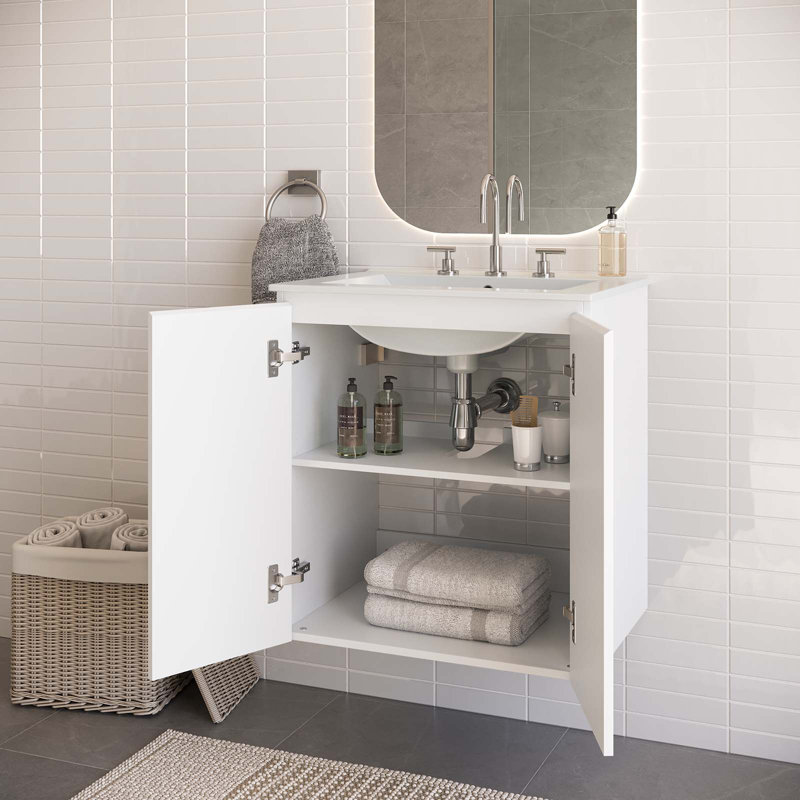 Meuble-lavabo mural 24 po Bryn par Modway, Blanc, Blanc