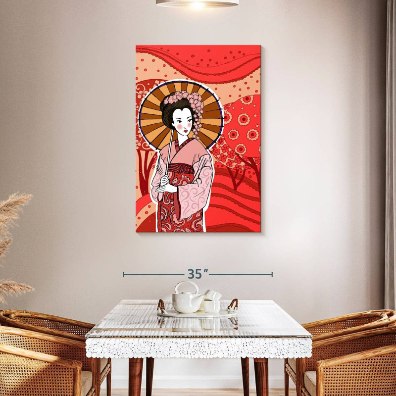 Geisha japonaise Leisha au printemps, H 45 po x l 30 po