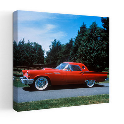 1950S 1957 Red Ford Thunderbird Hardtop Convertible Coupe Classic Retro Vintage Wall Art
