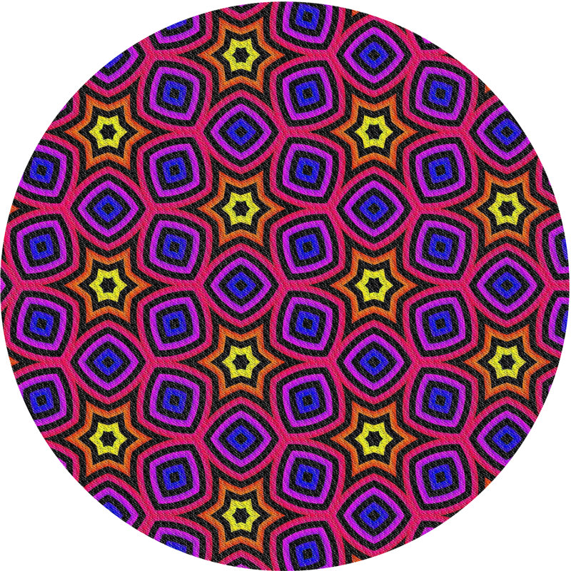Tapis bleu / orange Power Loom, Rond 3 pi