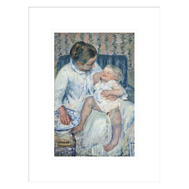 «Mother About to Wash Her Sleepy Child» par Mary Cassatt, impression giclée encadrée, H 16,75 po x l 12,87 po