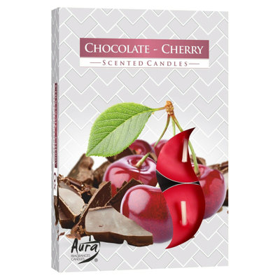 Chocolate Cherry Scented Tealight Candle with Glass Holder