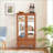 Cabinets, Traditional Walnut Brown Display Cabinet with LED Lights, Adjustable Shelves, Storage Drawer | MDF+Glass | Living Room-1512422984