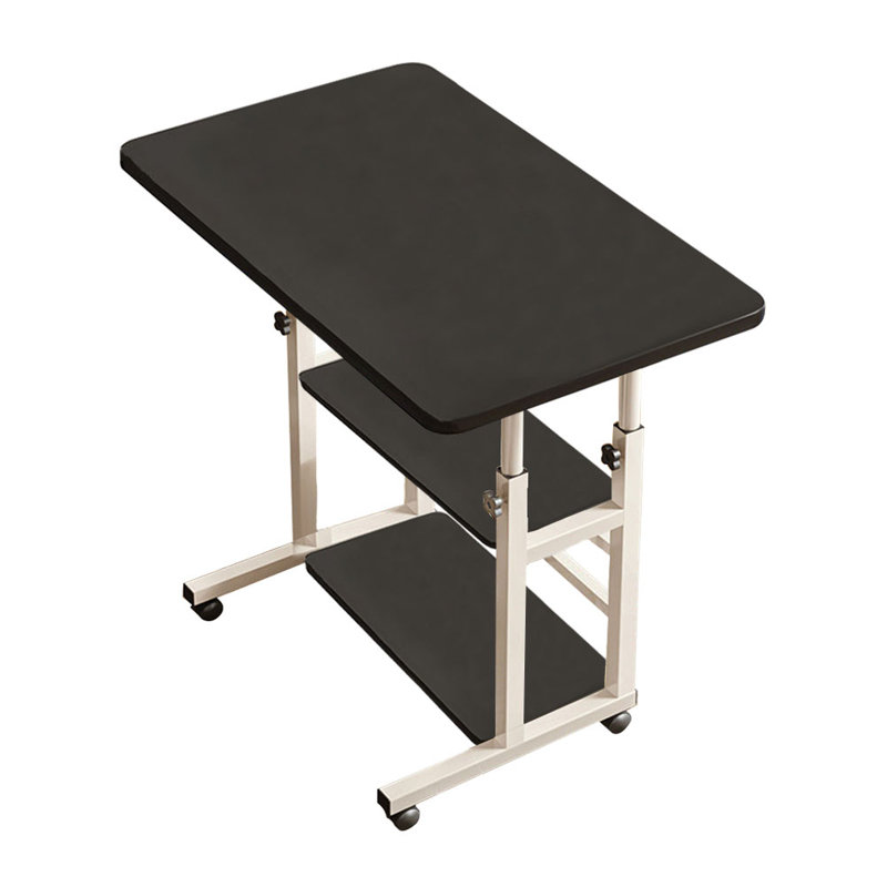 Adjustable Height Solid Wood Solid Wood Computer Desk, Black
