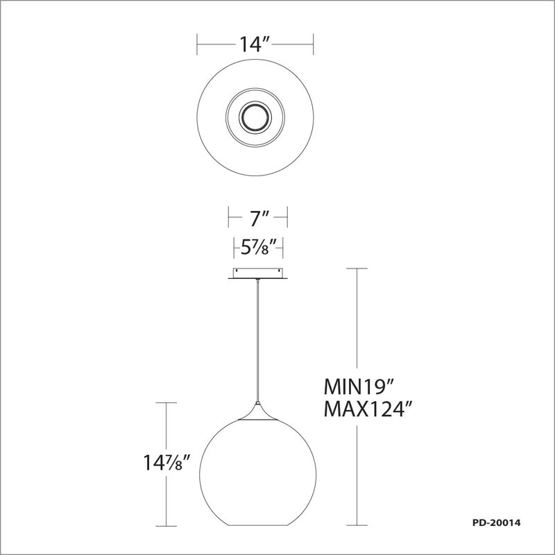 Bistro Dimmable LED Globe Pendant With Unique Hand-Crafted Shade, 3000K, 14" H x 14" W x 14" D