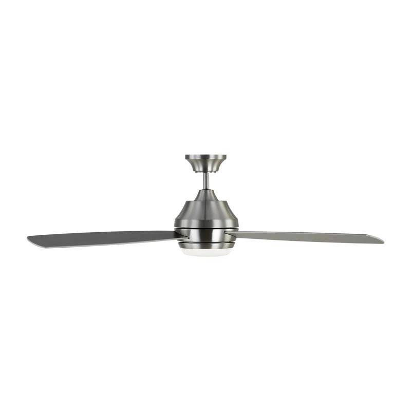 Ikon LED Downrod Ceiling Fan, Brushed Steel, Silver