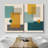 Abstract Vibrant Color Blocks " Teal And Yellow Polygon Abstract Shapes Modern Chic " 2 - Pieces-92285619-92285620
