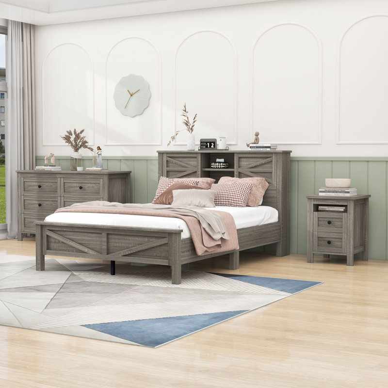 Berty Piece Bedroom Set, Full, Antique Gray