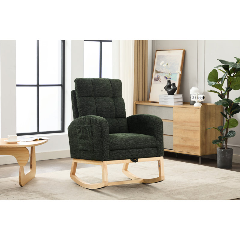 Confort - Chaise berçante avec pieds en bois massif, patins lisses et antidérapants pour une utilisation à la maison