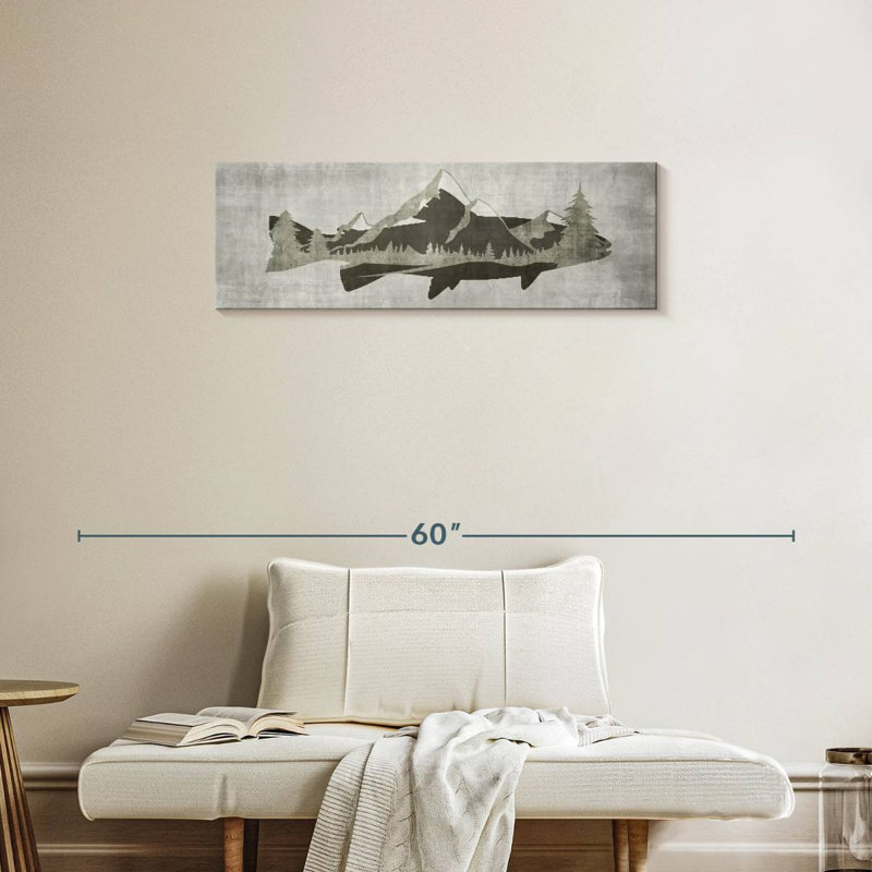 Impression sur toile Mountain Trout I, H 12 po x l 36 po x P 1,25 po
