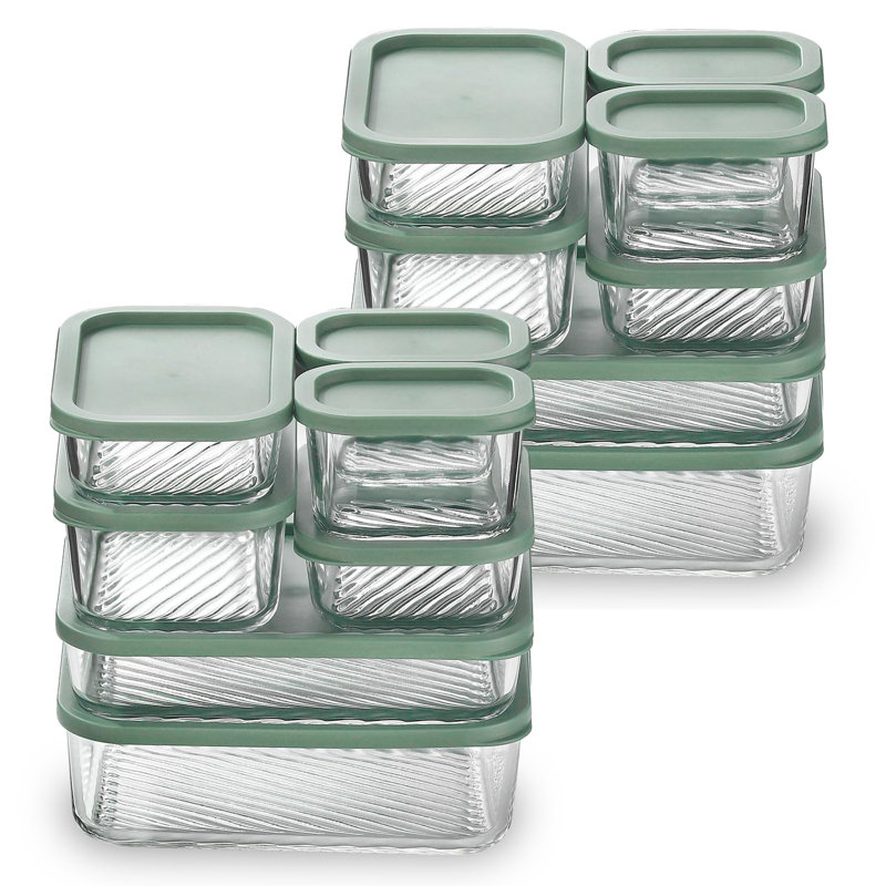 Contenants de préparation de repas en verre avec base rainurée, contenants de rangement empilables sans BPA avec couvercles pour le déjeuner, le garde-manger et la cuisine, allant au micro-ondes, au lave-vaisselle, au congélateur et au four, paquet de