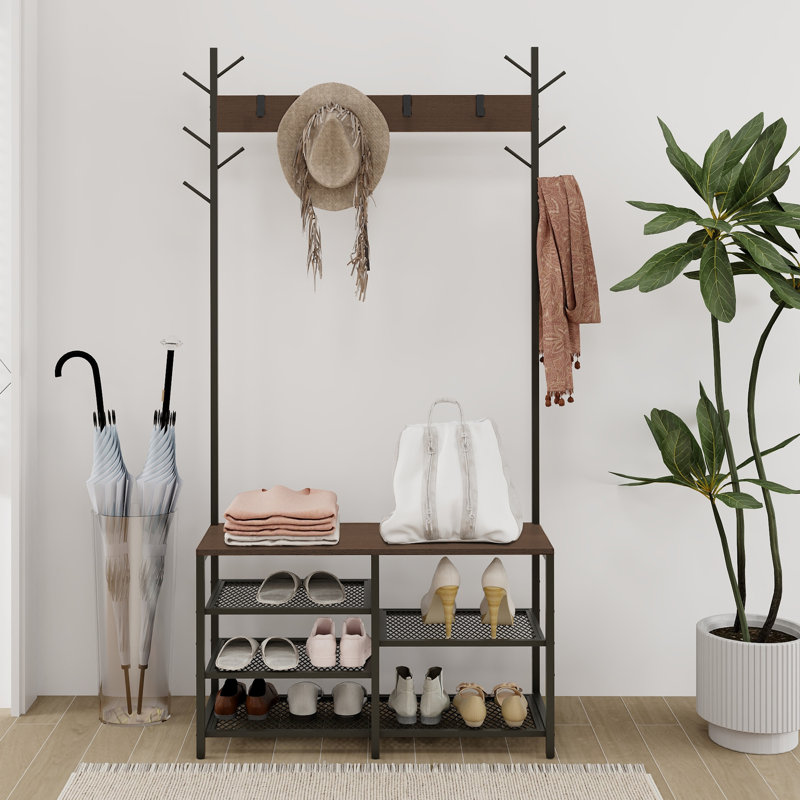 Walace Hall Tree 35'' Wide with Bench and Shoe Storage