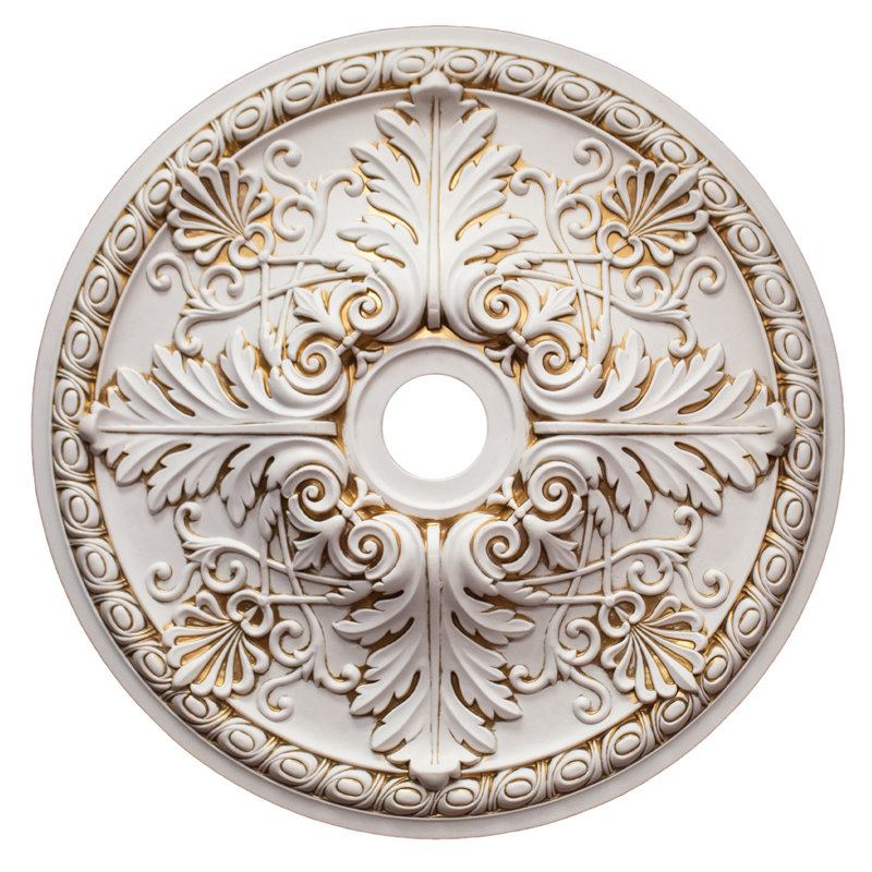 Médaillon de plafond régulier, Blanc / Doré
