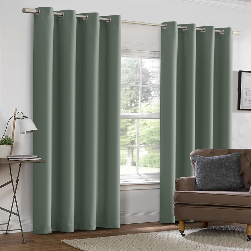 Timiko Blackout Thermal Insulated Curtain Panel, 52" W x 84" L, Sage