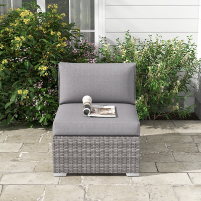 Outdoor Patio Armless Sofa With Cushion by Ebern Designs
